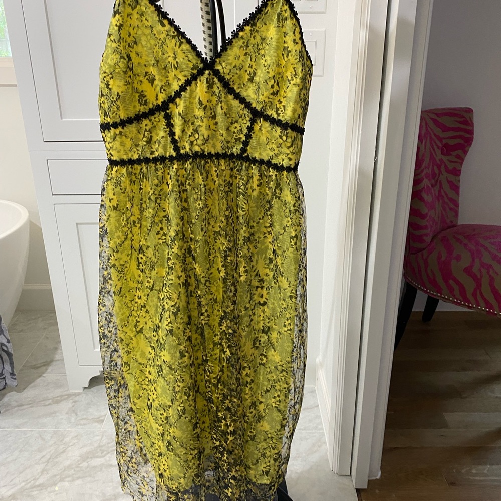 Aqua lace yellow and black dress